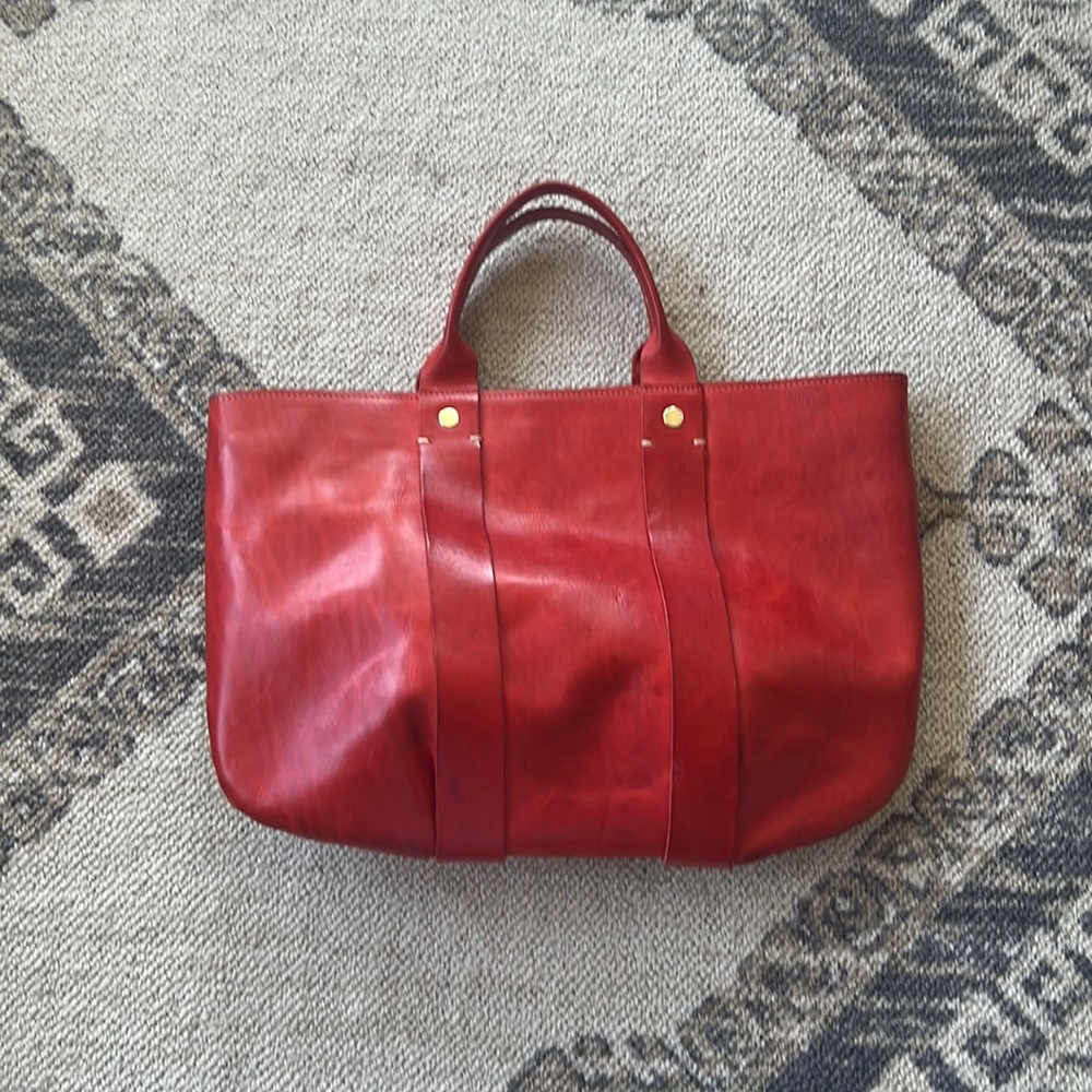 Clare V Red leather tote bag